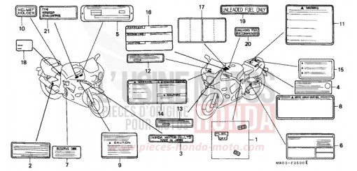 ETICHETTA DI AVVERTIMENTO CBR900RRS di 1995